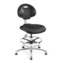Bevco 7550C1-BLK Everlast ISO 4 Cleanroom Black Polyurethane Chair Non Tilt with Specifications
