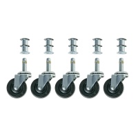 Bevco CAR5-2I Single 2 Inch Rubber Wheel Casters Set of 5