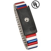 Desco 09200 Premium Metal Wristband Red White Blue 4 mm