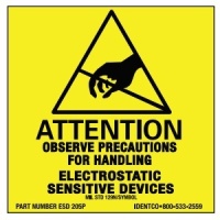 Identco ESD 205R Attention Label, Removable, 2in x 2in
