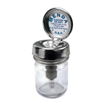Menda 35898 1oz Round Glass Pump Bottle, PFA Stem, Pure-Touch Dispenser