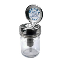 Menda 35899 1oz Round Glass Pump Bottle, PFA Stem, Pure-Take Locking Dispenser
