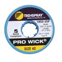 Techspray 1802-25F Pro Wick Desoldering Briad Yellow 25 ft
