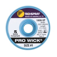 Techspray 1808-5F Pro Wick Desoldering Braid White 5 ft
