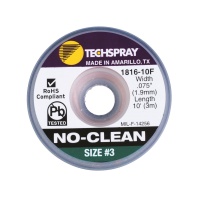 Techspray 1816-10F No-Clean Desoldering Braid Green 10 ft